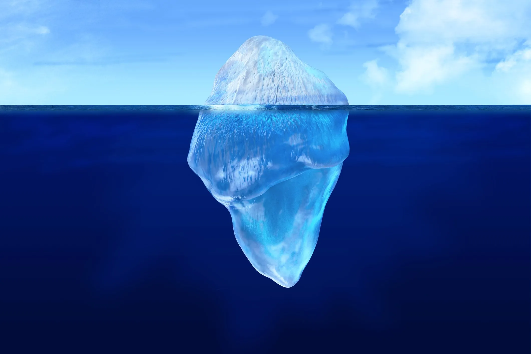 Iceberg with most of its mass below the surface