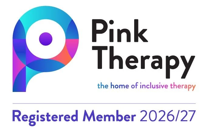 Pink Therapy registered member 2026/27. Find me on the Pink Therapy directory